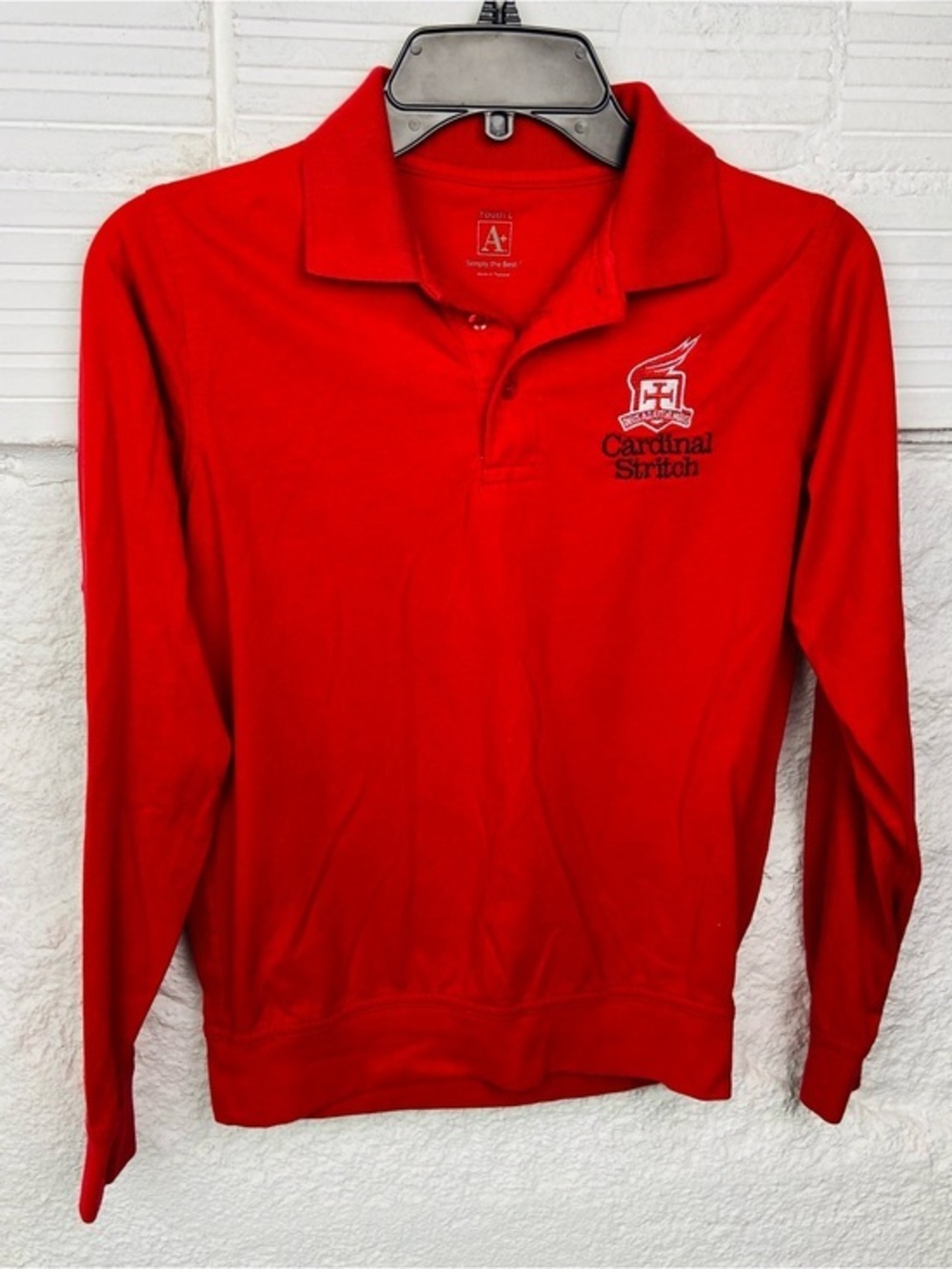 Cardinal stritch Catholic private school red long sleeve uniform shirt SZ S & L
